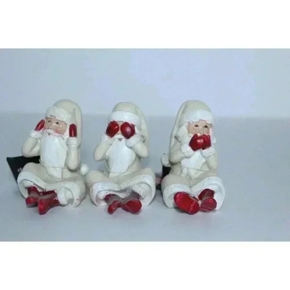 Creativeco-op Set of 3 Vintage Santas, Whimsical, Farmhouse BOHO Decor 3 " NWT - Picture 3 of 13